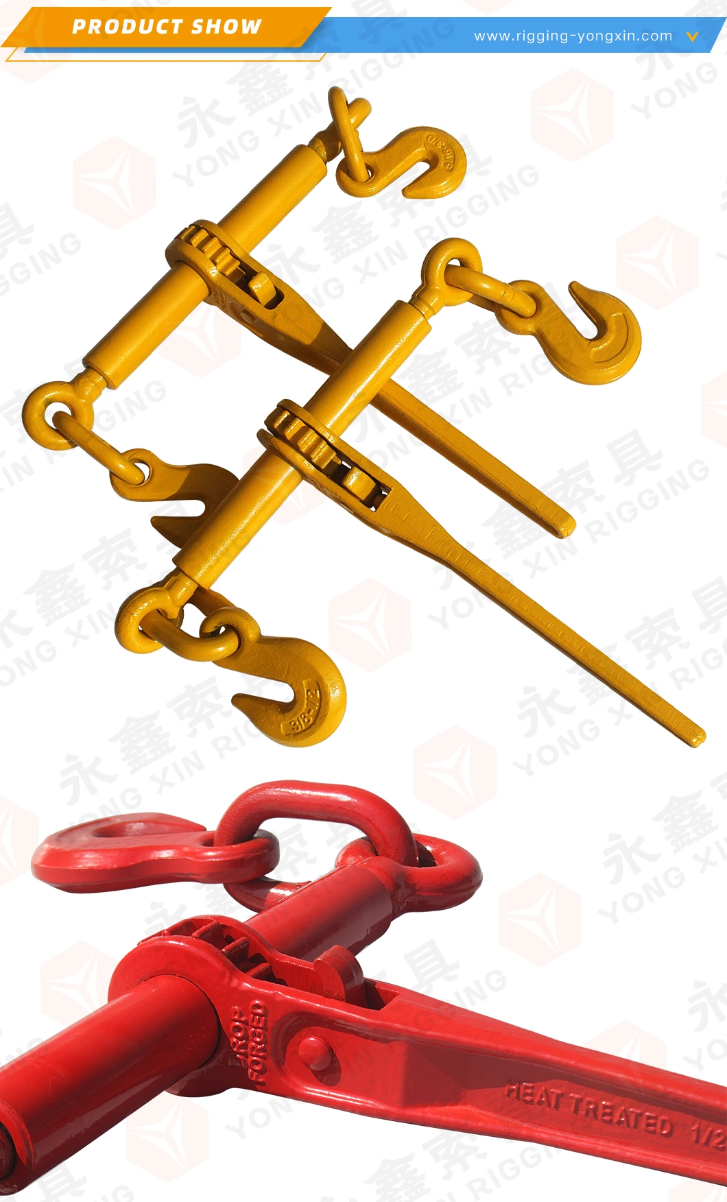 Us Type G80 Red Painted Carbon Steel Drop Forged Standard L140 Type Spring Folding Handle Ratchet Type Chain Load Binder