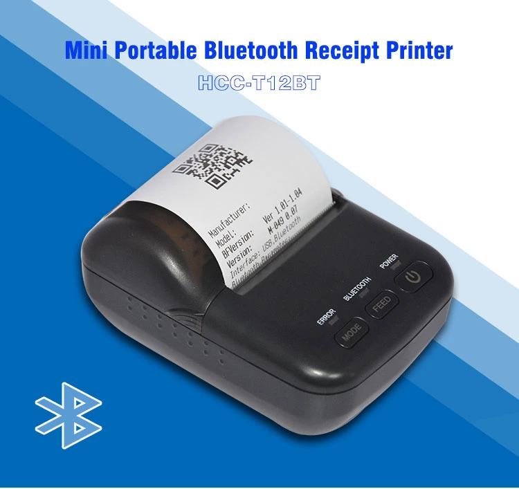 Cheap Thermal Receipt 58mm Portable Bluetooth Thermal Mini Printer for POS Terminal (HCC-T12BT)